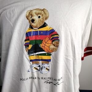 Ralph Lauren White Tee with Polo Bear Graphic